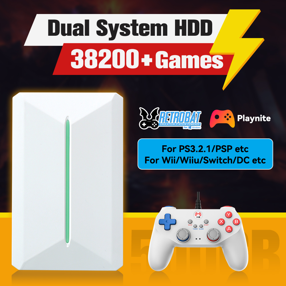 Retro Gaming Projector - Retrobat＆Playnite System HDD Retro Game Console