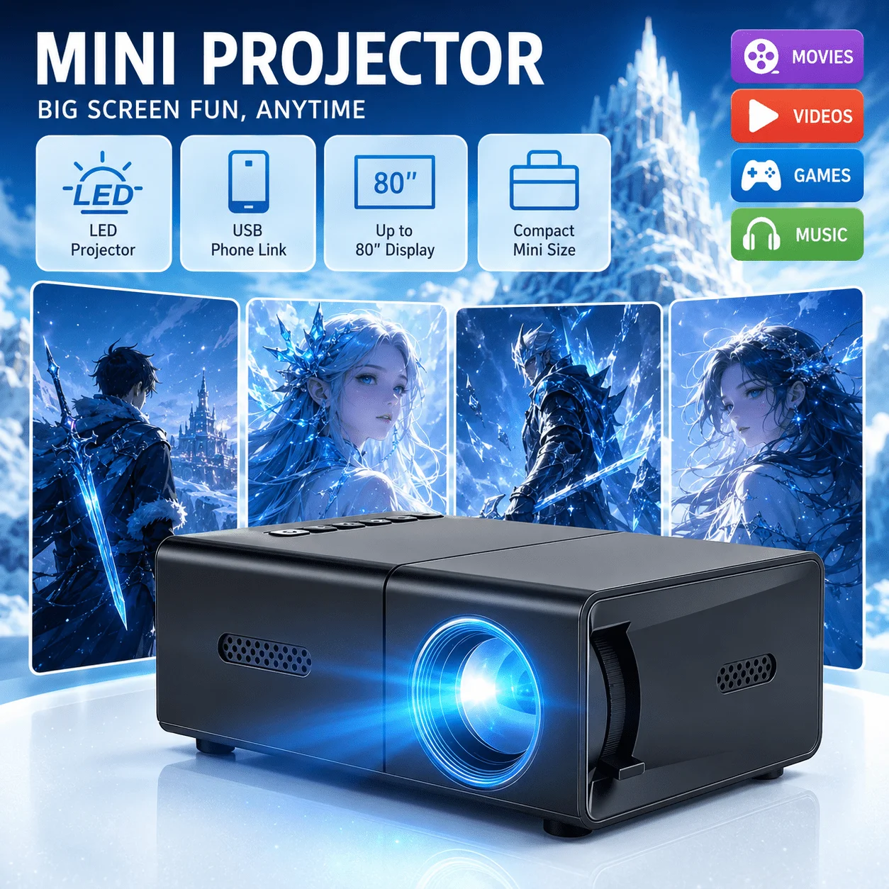 Mini portable projector, compa - đánh giá và giá Retro Gaming Projector
